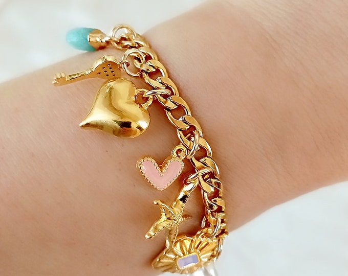 Bracelet Charms personnalisé, Choisissez le design de votre bracelet avec les pendentifs et charms que vous préférez, Cadeaux personnalisés pour les filles