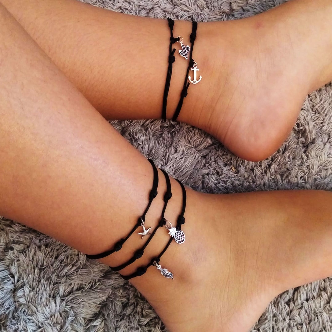 Sterling Silver Floral Black Thread Anklet & Bracelet – Priyaasi