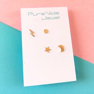 Combi de Pendientes Minimalistas -  Tiny Earrings en Plata de Ley - Pendientes Mini para combinar en lóbulo y cartílago -  Kit de Pendientes