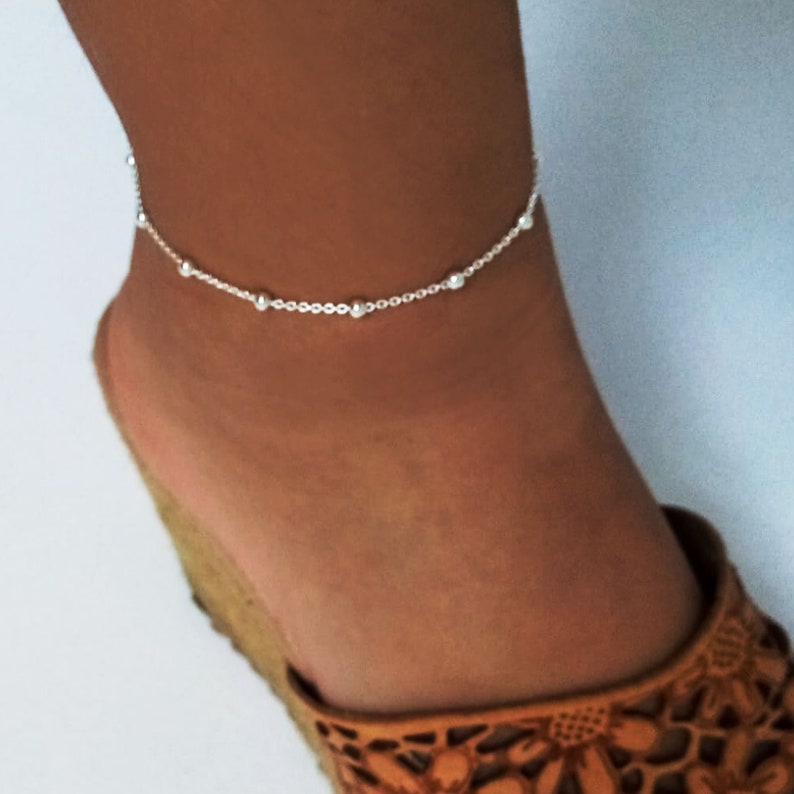 Silver bead anklet Clearance
