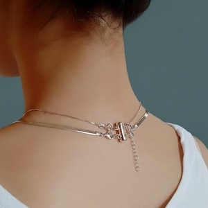 Chiusura per DUE collane, chiusura in argento sterling 925 per 2 collane, regolatore di altezza per due collane