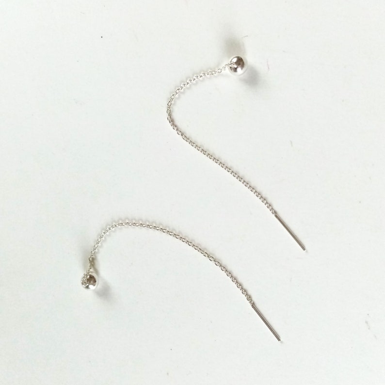 925 Silver Ball Chain Earrings Sterling Silver Chain Earrings Silver Hanging Earrings Minimalist Earring Silver Earrings