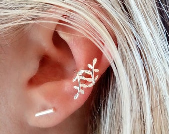 Silver Ear Cuff Conch Earring, Ear Earring without hole, Silver Ear Cuff twigs, Cartilage Earrings without hole, Silver 925 EarCuff
