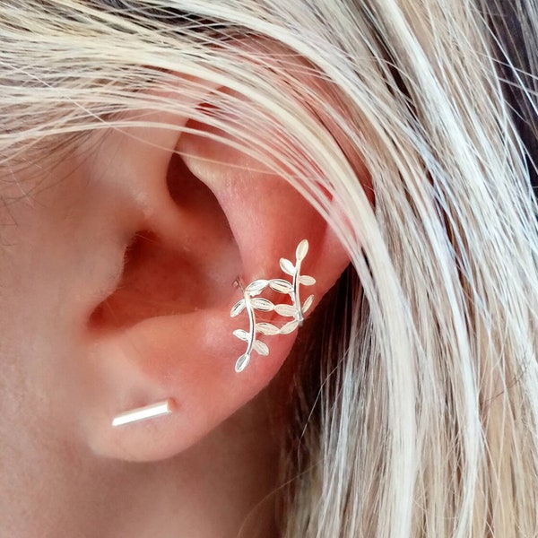 Silver Ear Cuff Conch Earring, Ear Earring without hole, Silver Ear Cuff twigs, Cartilage Earrings without hole, Silver 925 EarCuff