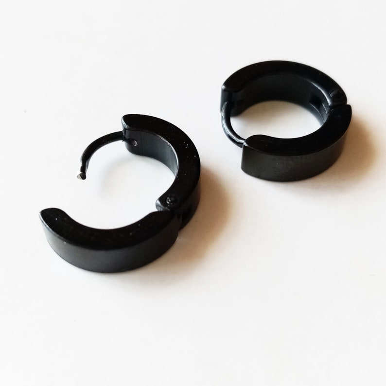 Black Hoop Earrings Men's Black Hoops Matte Black Hoops Etsy