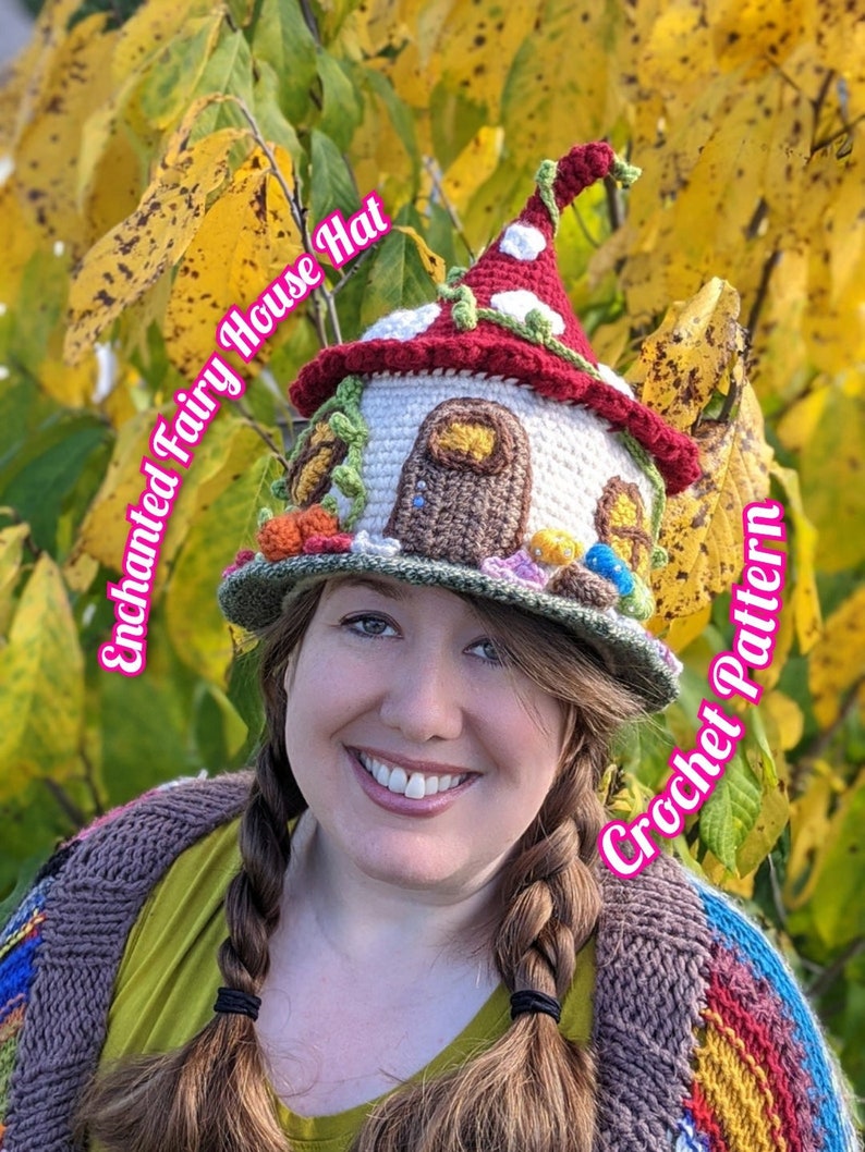 CROCHET PATTERN Enchanted Fairy House Hat image 1