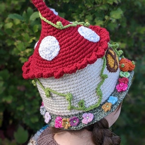 CROCHET PATTERN Enchanted Fairy House Hat image 2