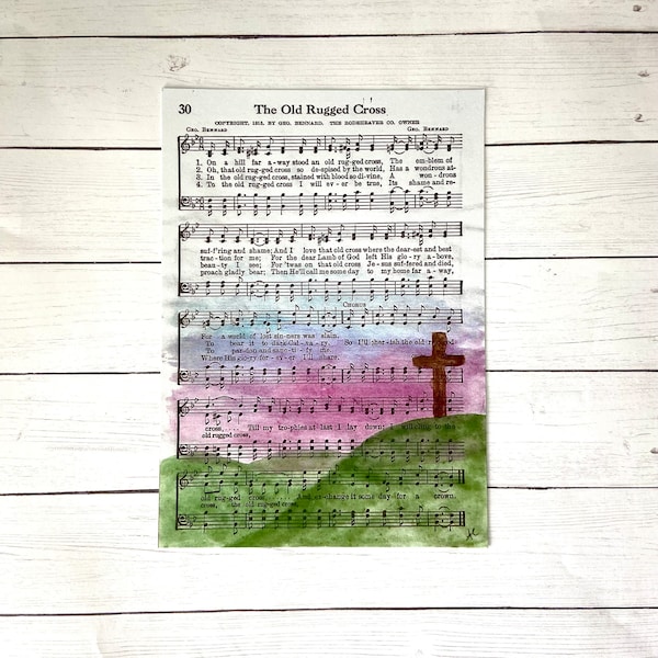 The Old Rugged Cross Hymnal Print - 5”x7” Print for Framing - Home or Office Decor