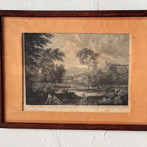 Rare Gaspar Poussin Dughet engraving “An Italian Landscape”
