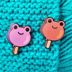 Frog Pop Enamel Pins | Cute Frog Hard Enamel | Candy Sweet Ice Cream Lapel Pin