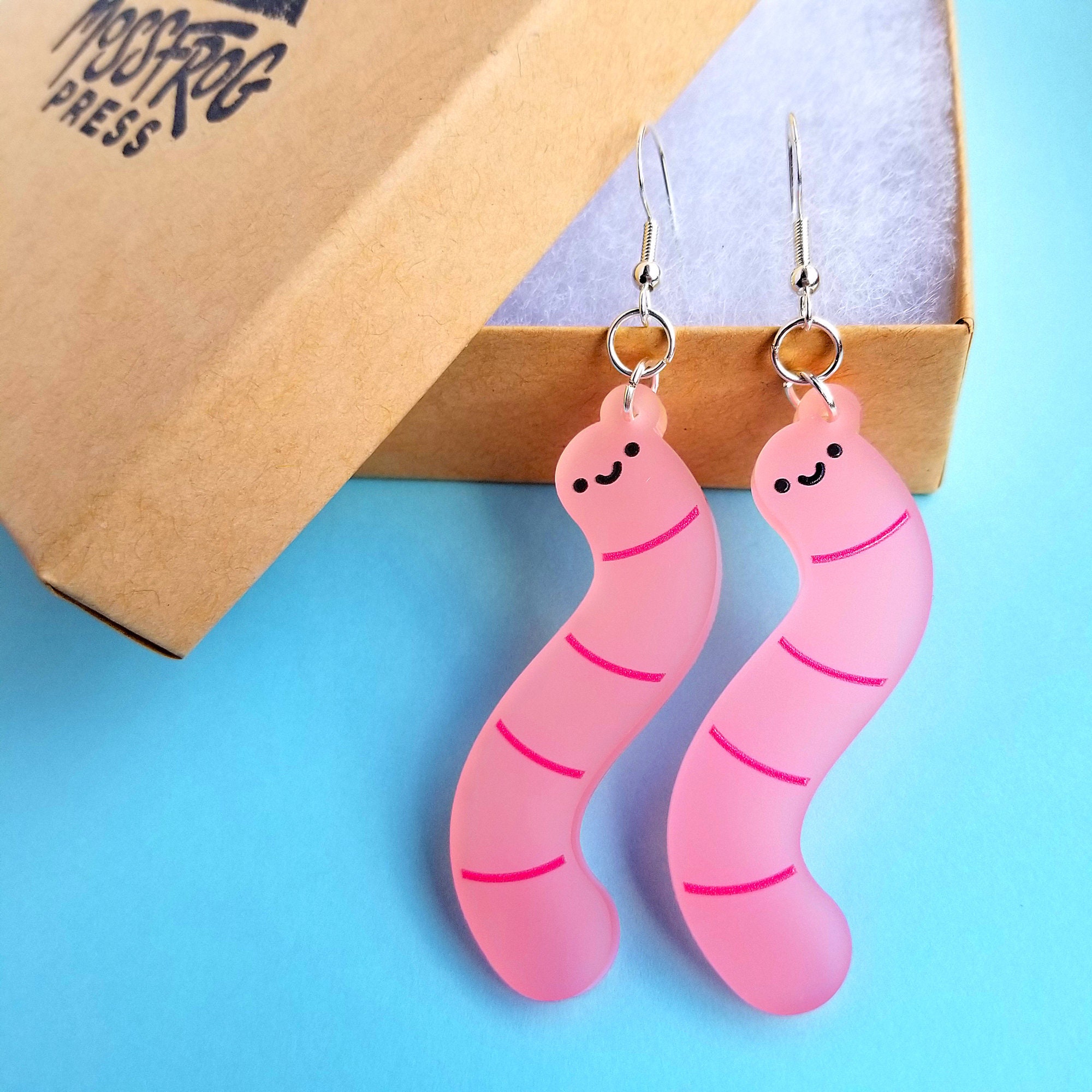 Egbert Worm Earrings | Acrylic Worm Earring Set | Cute Hypo-Allergeni…