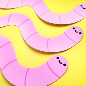 Longboy Worm Sticker | 11.5 in Long Worm Sticker | Cute Earthworm Vinyl Sticker