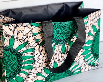 The "OUT BAG" African print organizer utility tote bag, beach bag, shopping bag