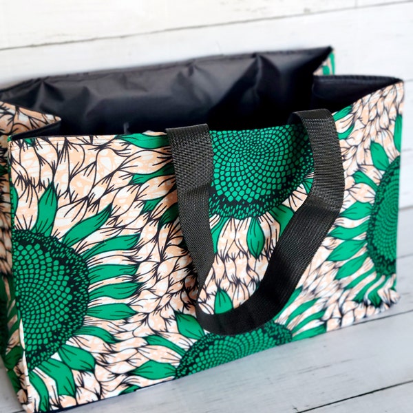 The "OUT BAG" African print organizer utility tote bag, beach bag, shopping bag