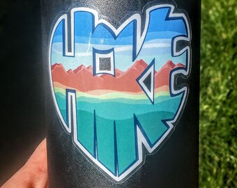 Heart Shaped Illustrated Hike Sticker, Decal