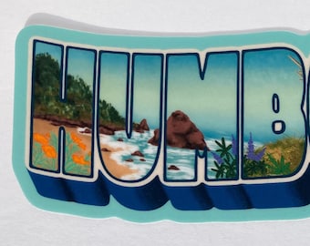 Humboldt County Scenic Sticker: Waterproof Vinyl Decal, Redwoods, Elk, Bigfoot