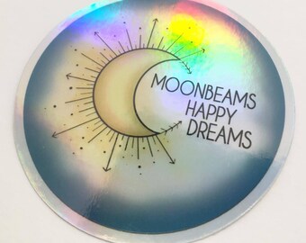 Holographic Moon Indoor/Outdoor Sticker for Laptops, Water bottle, Label, bumper sticker, Decal