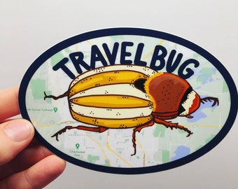 Illustrated Travel June Bug Sticker, Decal