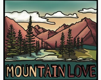 Mountain Love Indoor/Outdoor Sticker for Laptops, Water bottle, Label, bumper sticker, Decal