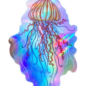 Holographic Whimsical Jelly Fish Sticker/ Decal