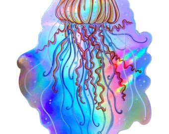 Holographic Whimsical Jelly Fish Sticker/ Decal