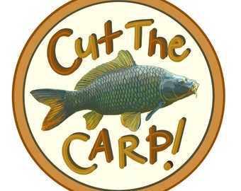 Cut the Carp Illustrated Fish Pun Sticker/ Decal