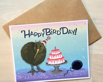 Funny Bird Pun Birthday Greeting Card, Kiwi Bird