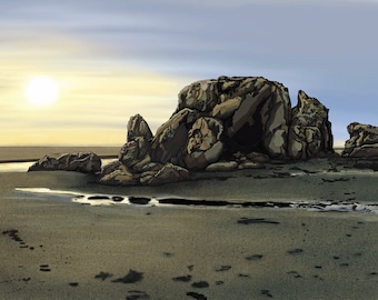 Moonstone Beach Trinidad California Illustrated Greeting Card