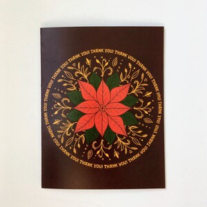 Poinsettia flower Holiday/Christmas Thank you Greeting Card