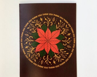 Poinsettia flower Holiday/Christmas Thank you Greeting Card