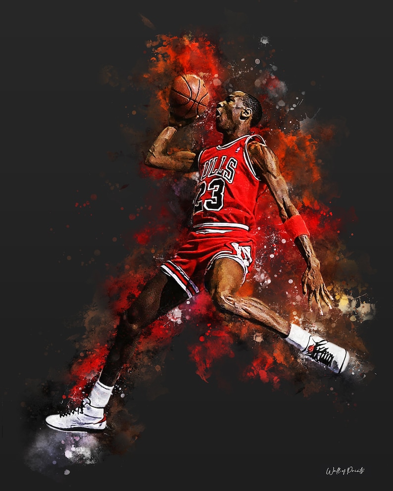 Michael Jordan Poster Artwork NBA Basketball Painting Etsy