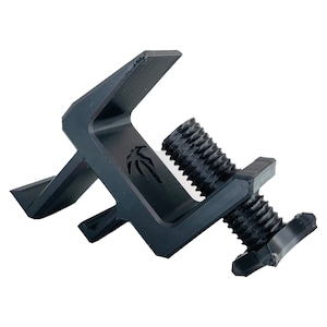 May include: Black plastic clamp with a threaded screw. The clamp has a palm tree logo on the side.