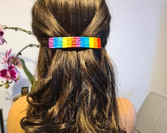 Hair Clip Barrettes based on LGBTQ themed colours, Matt effect, with embossed design