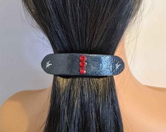 Extra Large Hair Clip Barrettes in Black with Swarovski Crystals, Handmade in the UK, Strong Hair Clips will hold lots of hair in place