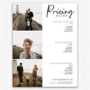 Photography Pricing Guide - PSD file- Price Sheet