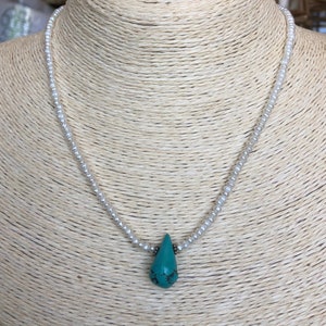 Pearl and Turquoise Drop Necklace