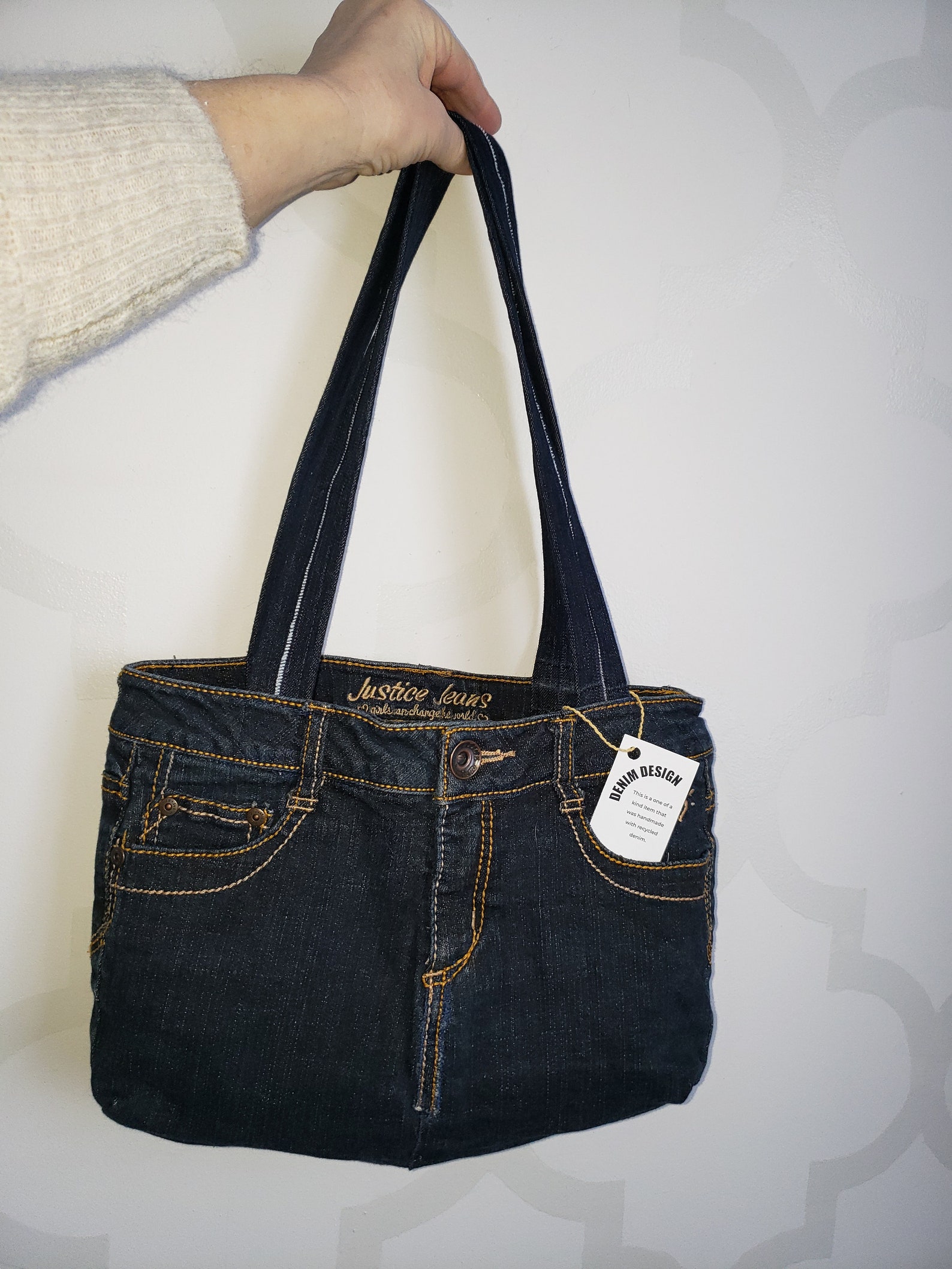 Denim Shoulder Bag Etsy