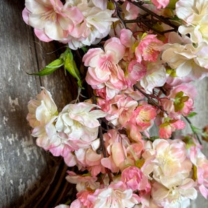 Spring Pink Cherry Blossom Wreath for Front Door, Pink Spring Wreath for Front Door image 8