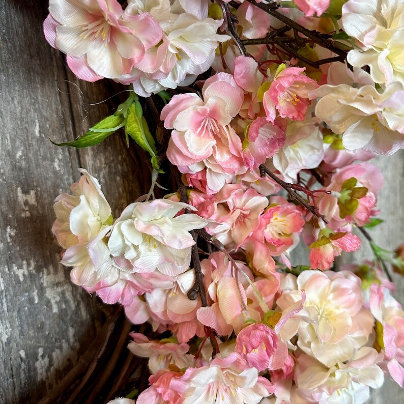 Spring Pink Cherry Blossom Wreath for Front Door, Pink Spring Wreath for Front Door image 8