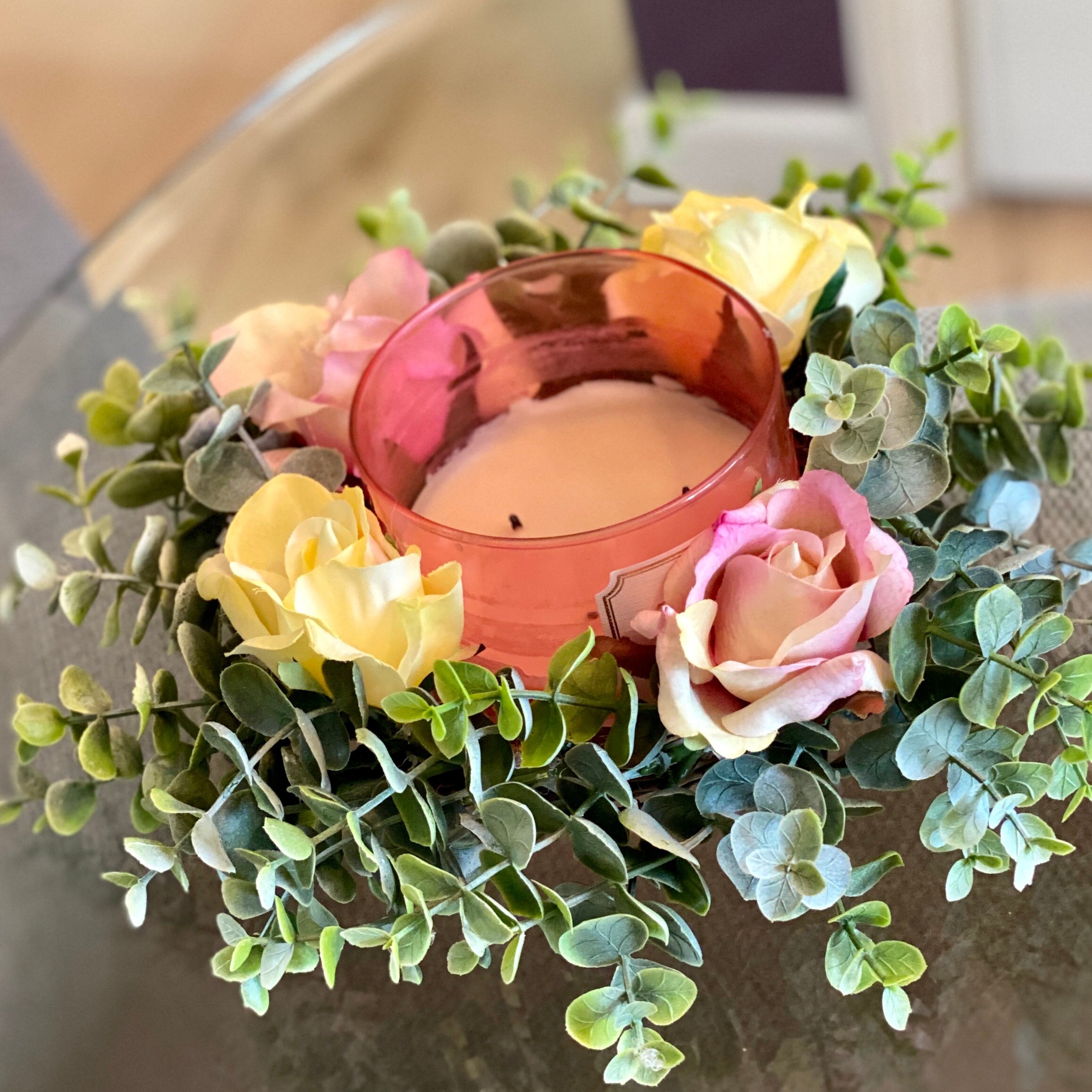 Spring Candle Ring Pillar Candle Ring Holder Rose Candle Etsy