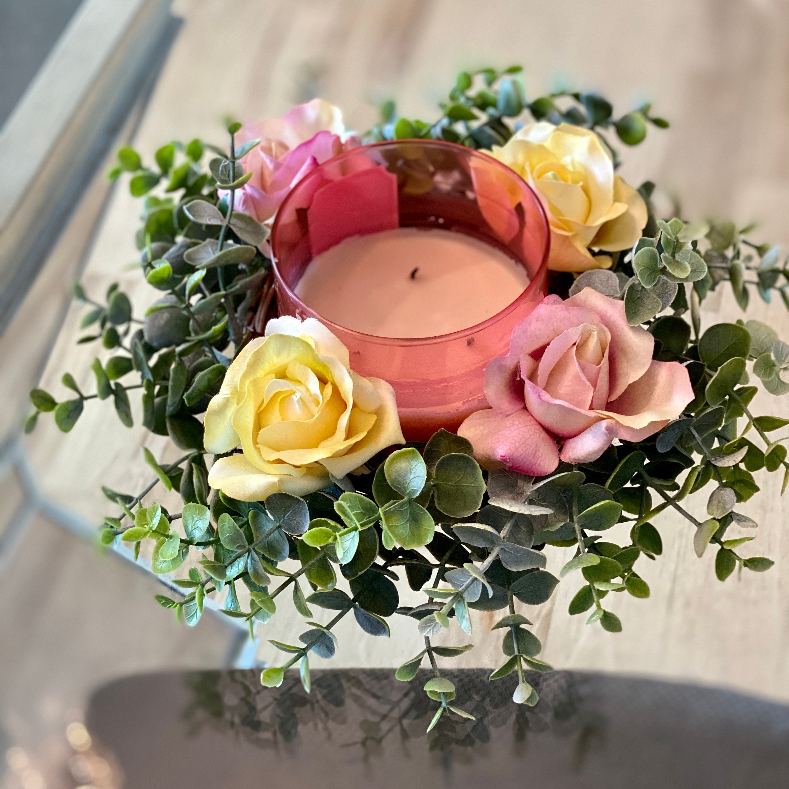 Spring Candle Ring Pillar Candle Ring Holder Rose Candle Etsy