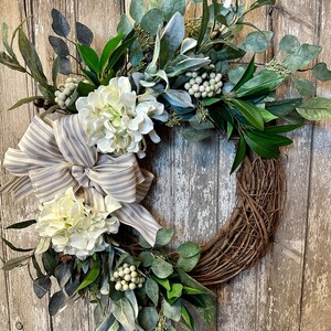 Spring hydrangea wreath,Spring Farmhouse Wreath, Ivory hydrangea wreath, Spring rustic wreath, image 9