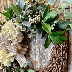 Spring hydrangea wreath,Spring Farmhouse Wreath, Ivory hydrangea wreath, Spring rustic wreath, image 7