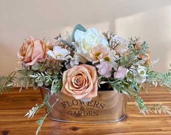 Farmhouse Style Blush Pink Flower Arrangement