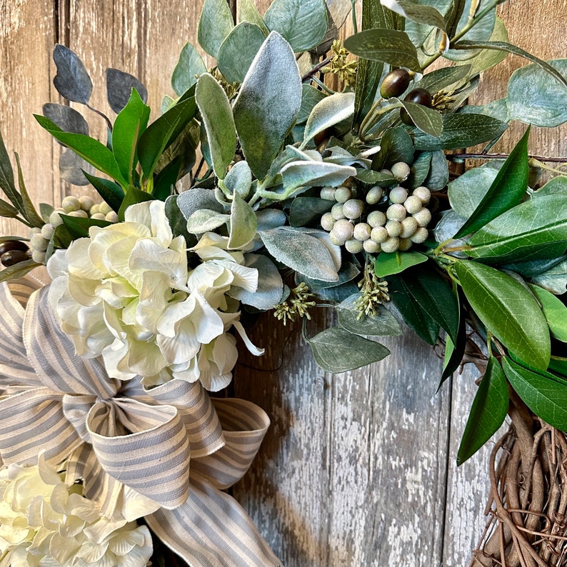 Spring hydrangea wreath,Spring Farmhouse Wreath, Ivory hydrangea wreath, Spring rustic wreath, image 10