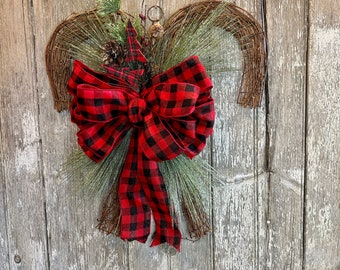 Candy Cane Door Hanger, Candy Cane Flower Wreath