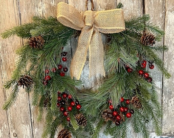 Winter Mixed Evergreen Wreath