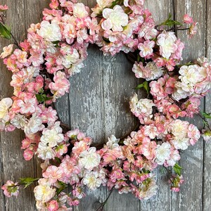 Spring Pink Cherry Blossom Wreath for Front Door, Pink Spring Wreath for Front Door image 4