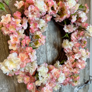 Spring Pink Cherry Blossom Wreath for Front Door, Pink Spring Wreath for Front Door image 6