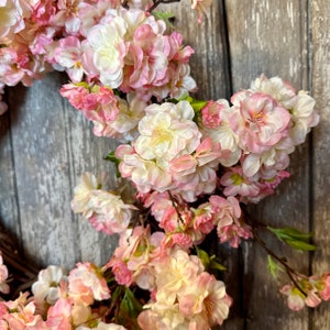 Spring Pink Cherry Blossom Wreath for Front Door, Pink Spring Wreath for Front Door image 7